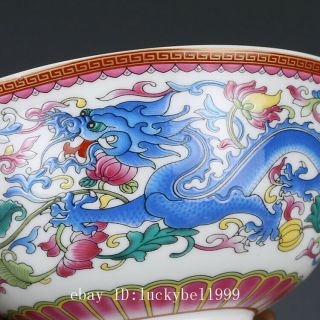 Fine Chinese Qianlong old antique Porcelain famille rose dragon Phoenix bowl 2