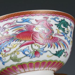 Fine Chinese Qianlong old antique Porcelain famille rose dragon Phoenix bowl 3