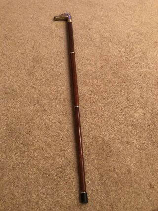 Walking Stick With Brass Horses Head Handle And Hidden Glass Vial Inside