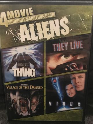 4 Movie Midnight Marathon Pack: Aliens (dvd) Thing/they Live/virus/village Rare