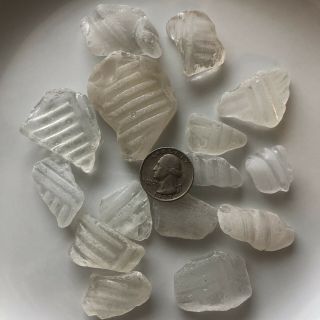 Pattern Sea Glass,  Clear Sea Glass,  Rare Sea Glass,  Surf Tumbled,  Bulk Sea Glass