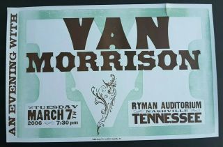 Sir Van Morrison 2006 Ryman Hatch Show Print Nashville Rare Concert Tour Poster