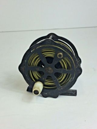 Vintage Antique Fly Fishing Reel With Line.  Made In The Good Ole Usa