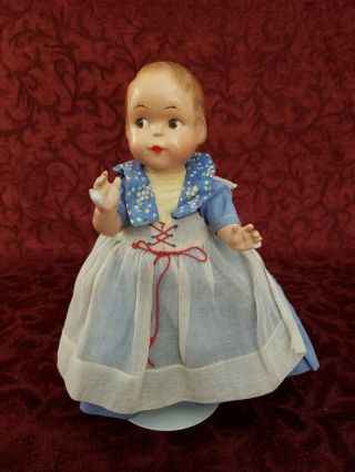 Vintage All Composition Effanbee Doll Dressed As Swedish Doll 8 Inches