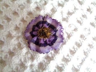Handmade 1 3/8 " Purple Ombre Flower With Metallic Lettuce Edge