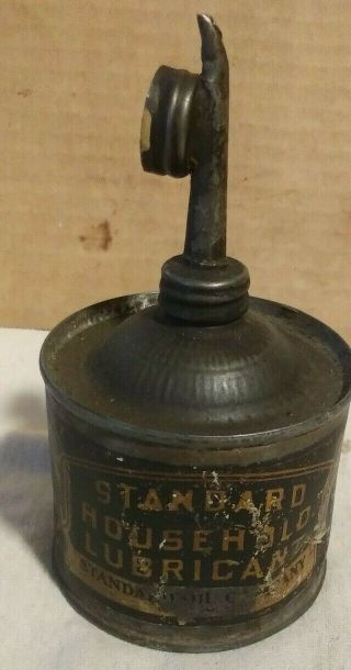 Vintage Antique Standard Oil Co.  Household Lubricant Oil Tin Can; Black Label