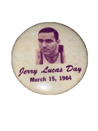 Very Rare Vintage 2.  25” Jerry Lucas Day March 15 1964 Pinback Button