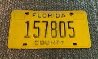 Vintage Florida County License Plate Metal Embossed Rare Collectible