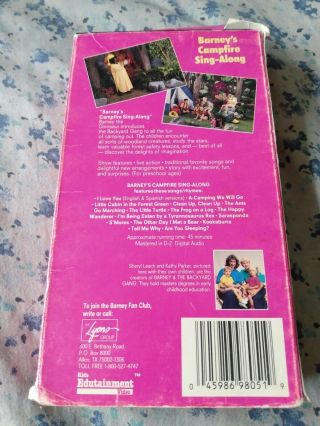 Barney ' s Campfire Sing - Along (VHS,  1992) Vintage RARE OOP 2