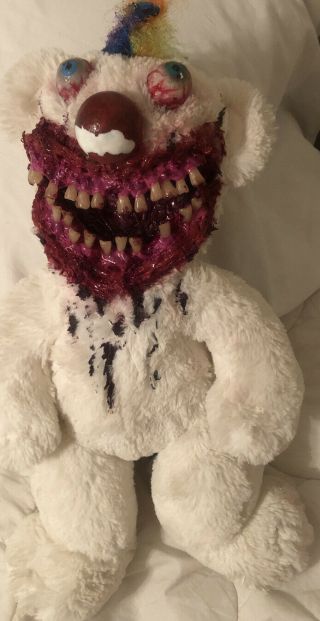 Evil Clown Teddy Bear Plush Handmade Scary Creepy Collectible Germ Spider Horror