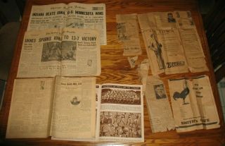 5 Rare Vintage 1928,  1940 1942 Iowa Hawkeyes Football Newspaper Sports Pages