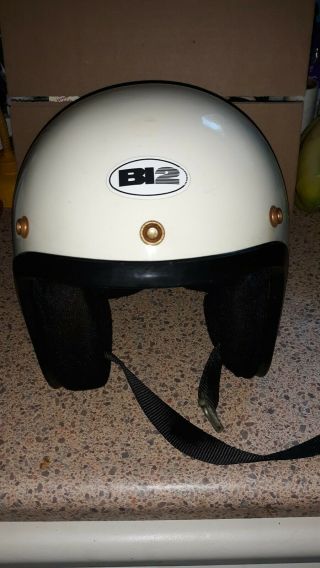 Rare Vintage Kids White Motorcycle Helmet Dot Gr 900 B12 Size 52 " Made In Italy