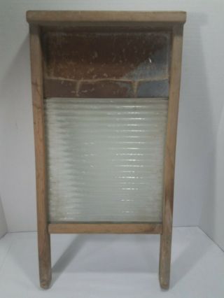 Vintage Washboard Soap Saver Glass Wood National Washboard Co.  No.  190 There