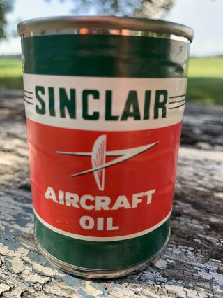 Rare Vintage Sinclair Aircraft Oil Tin Can Bank Paper Label Airplane Aviation