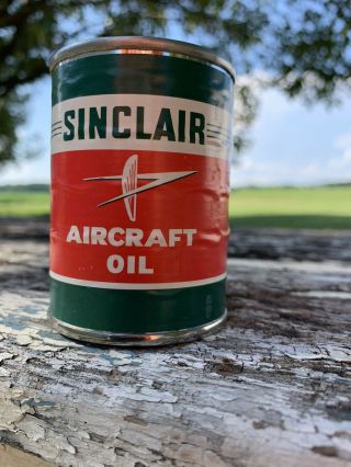 Rare Vintage Sinclair Aircraft Oil Tin Can Bank Paper Label Airplane Aviation 2
