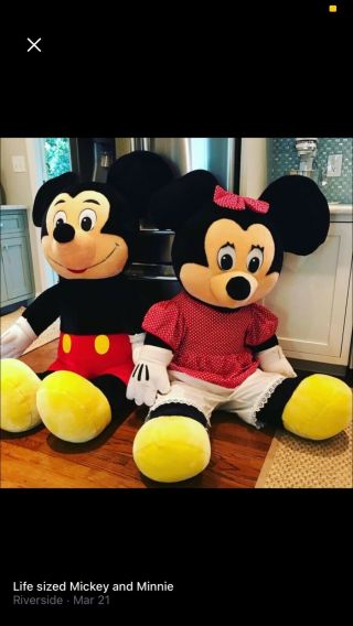 Vintage Rare Life Sized Disney Mickey And Minnie Mouse Stuffed Animals