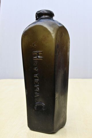 Antique C1880s Vhoytema & Co Dutch Applied Lip Crudely Made Case Gin Bottle