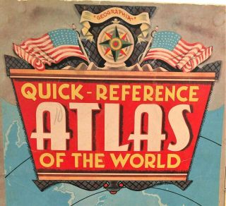 Vintage 1935 Quick Reference Atlas Of The World Color Maps Paperback - Rare 2