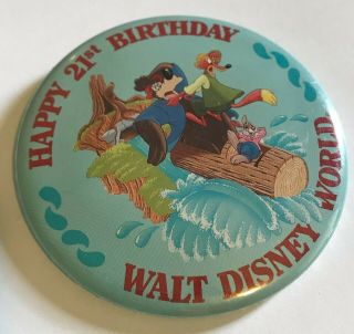 Rare Happy 21st Birthday Walt Disney World (1992) Pin.  Splash Mountain.