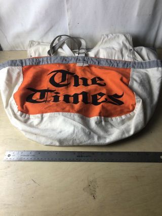 Rare Vintage The Times Canvas Double Pouch Newspaper Delivery Paperboy Bag
