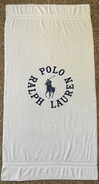 Vintage Polo Ralph Lauren Spell Out Big Pony Bath Beach Towel Polo Player 90s