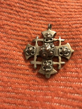Vintage Rare Sterling 800 Jerusalem Maltese Cross Pendant Gothic