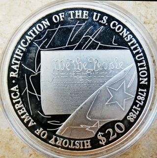 Liberia 20 Dollars 2006.  999 Silver Proof - Us Constitution - Km 1020 Rare