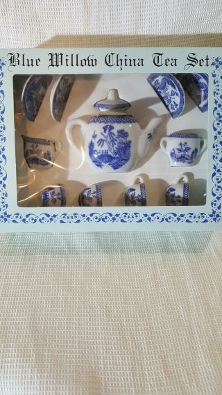 Vintage,  Rare,  12 Pc Blue Willow Childs Tea Set