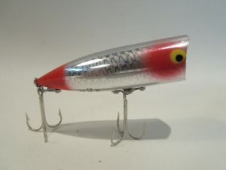 Vintage Heddon Chugger Spook Fish Flash Silver Reflector Red Scale