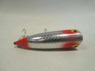 Vintage Heddon Chugger Spook Fish Flash Silver Reflector Red Scale 3