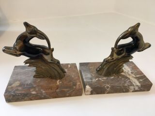 Art Deco Spelter Leaping Antelope Bookends 3