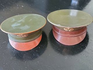 Two Antique 1940s Wwii Military U.  S.  Army Hat Powder Compact