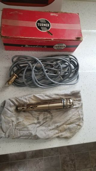 Vintage Gold Turner S - 500 Cardioid Dynamic Microphone And Cable Rare