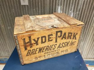Rare Hyde Park Beer Crate Wood Box Advertising St Louis Mo Brewery Breweries 39