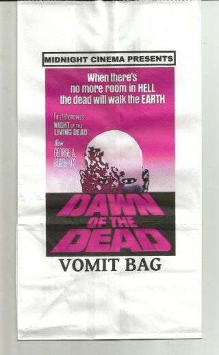 Dawn Of The Dead Rare Vomit Bag Collectible Nm Oop Novelty George Romero Bag 4