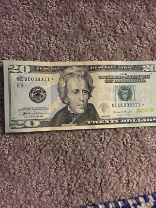 2017 Twenty Dollar ($20) Star Note Rare Low Number 00038311
