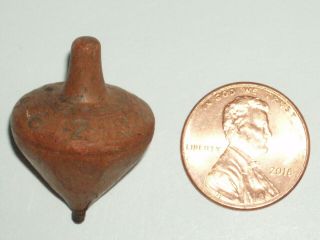 Antique Red Rye Whiskey Clay Gambling Spinner Top,  Pre 1900 Rare.  Near