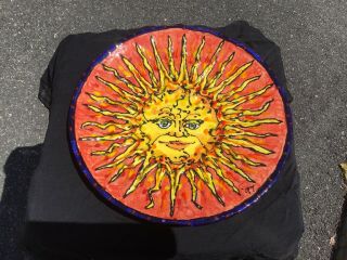 Don Drumm Studios Gallery Art Pottery Bowl Plate Sun Signed,  Rare 11”