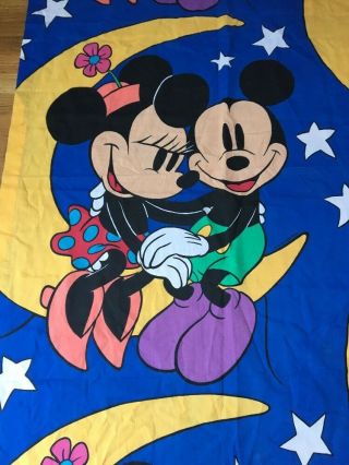 2 Rare Vintage Walt Disney Company Curtain Panels Fabric Mickey Minnie on Moon 2