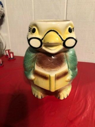 Antique Vtg Rrp R.  R.  P.  Roseville Ohio Owl Wise Bird Cookie Jar Stories 359 Rare