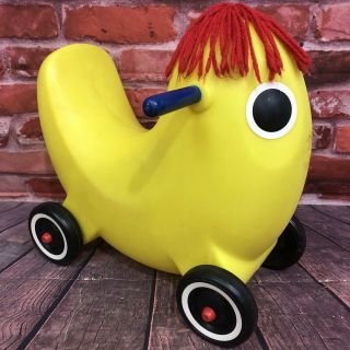 Rare Vintage 1973 Little Tikes Yellow Rolling Banana Ollie Ride On Toy