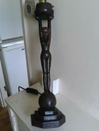 Art Deco Style Resin Nude Female Sculpture Table Lamp.