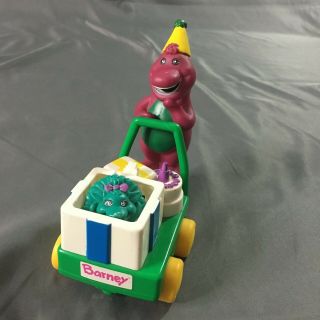 Rare Vintage 1993 Lyons Group Barney Baby Bop Push Cart Toy