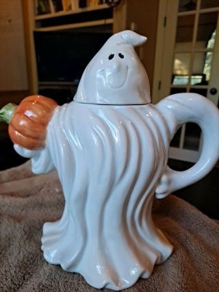 Rare Vintage Fitz & Floyd Halloween Smiling Ghost Teapot,  Japan Label,  1988