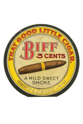 Rare 1900s " Biff " Litho Tin Advertising Tip Tray In