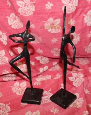 2 Vintage Brass Bronze Modern Modernist Statue Sculpture Figurine Dancers