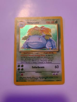 Venasaur 1999 Base Set Pokemon Card Holo Rare 15/102 Hp