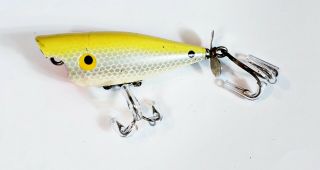 Tough Weber Warden ' s Worry Lure Made In WI 1940s Silver Scale Yellow Back 2