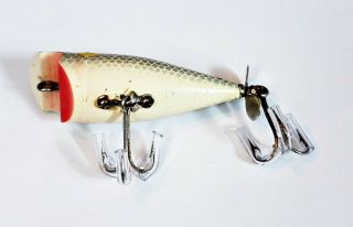 Tough Weber Warden ' s Worry Lure Made In WI 1940s Silver Scale Yellow Back 3