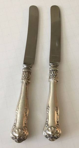 Vintage Set Of 2 Gorham Sterling Silver Butter Knives Mono.  7 1/2 " Long